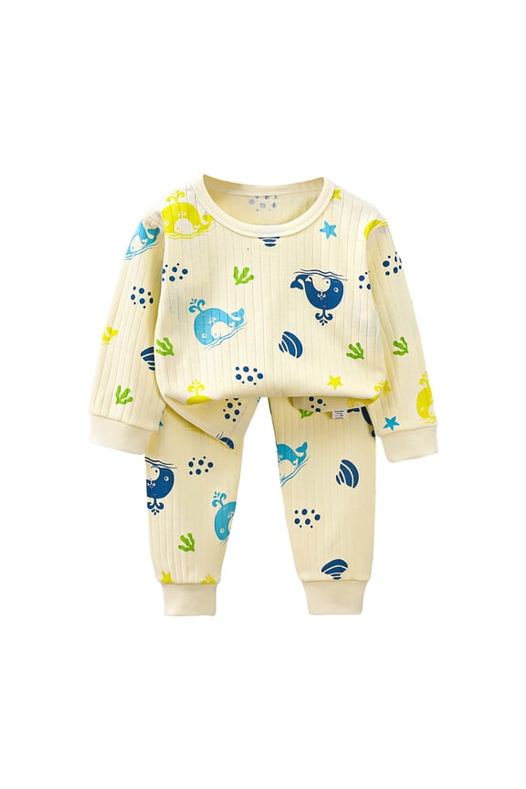 Kids 2 Pieces Pajama Sets with Bamboo Viscose,Snug Fit Pjs for Girls,All-Season Comfort Sleepwear,Light Yellow,6-7 Years