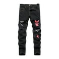 thumbnail image 1 of Gibobby Boy's Pull On Jeans Cute Star Baggy Denim Pants Elastic Waist Straight Wide Leg Jeans for Teen Boys(Hot Pink,8-9 Years), 1 of 7