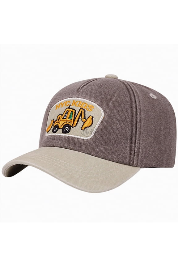 Kids Boys Girls Baseball Cap Toddler Car Pattern Trucker Hat Adjustable Washed Vintage Sun Fishing Hat 12-18 Months 1-4T(One Size,Coffee)