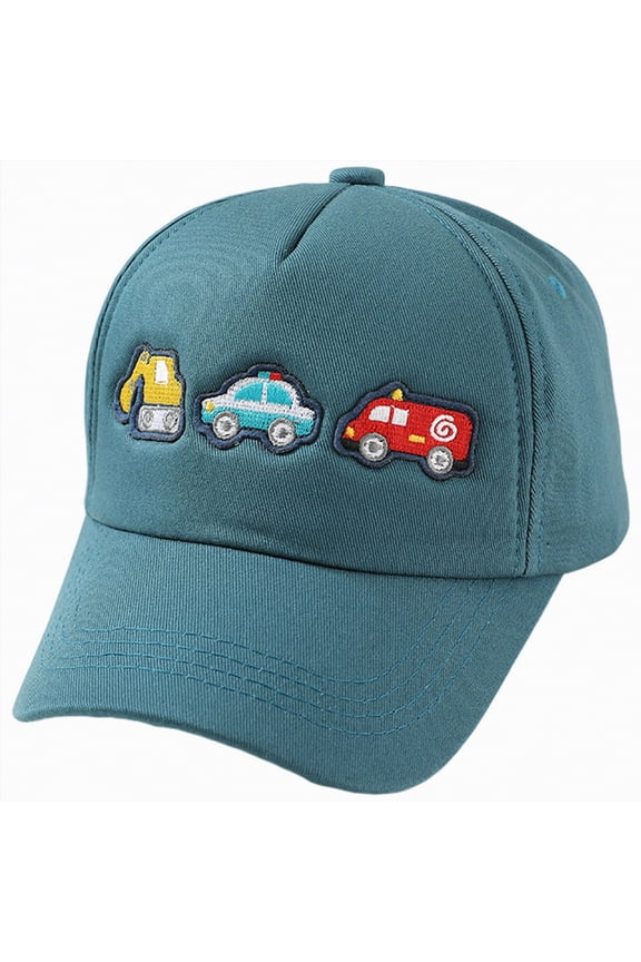 Kids Cartoon Baseball Caps Excavator Cars Pin Pattern Adjustable Hat for Unisex Boys Girls Age 12-18 Months 1T 2T 3T 4T(3-8 Years,Light Blue)