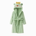 thumbnail image 1 of Gibobby Kids Coral Fleece Bathrobe,Soft Plush Hooded Robe with Adjustable Belt,Cartoon Print,for Boys Girls 12 Months -12 Years,Warm Loungewear Shower Robe Kids Toddler Pajamas,Green,Size 9-12T, 1 of 4