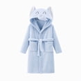 thumbnail image 1 of Gibobby Kids Soft Coral Fleece Bathrobe,Warm Hooded Sleep Robe with Waist Belt,Cute Cartoon Design,for Toddlers Children 2-12Y,Multi-Use Lounge Wear Kids Pajamas Toddler Pajamas,Blue,Size 9-12T, 1 of 4