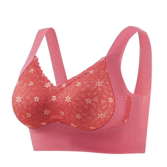 Gibobby Lace Bras for Women Lightly Lined Underwire Push Up Full Coverage Minimizers Comfort Everyday Bra[Red,XL]