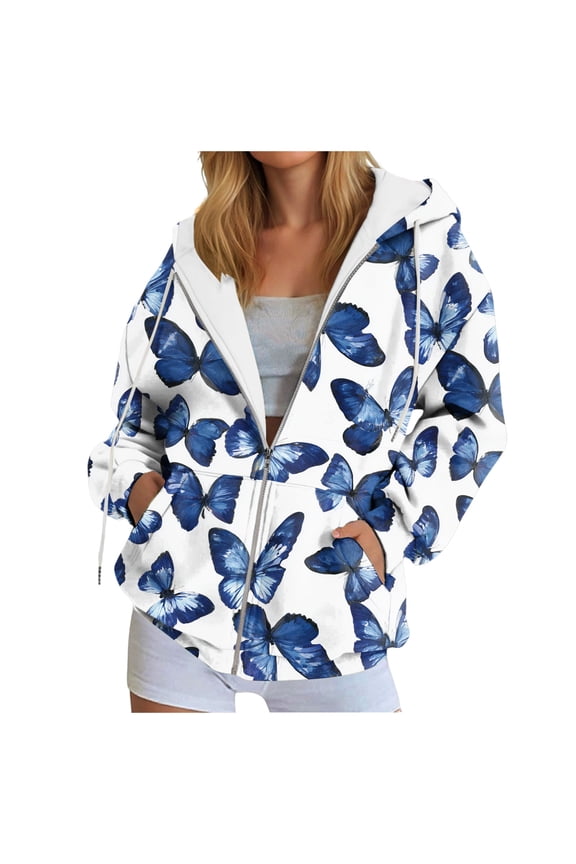 Lightweight Zip Up Hoodies for Women Fashion Women's Zipper V-Neck Pullover Tops Long Sleeve Fall Winter Coat(XL,White)