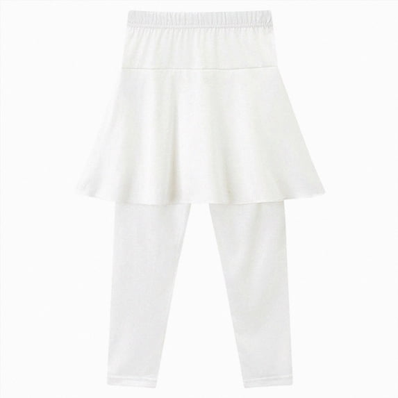 Gibobby Little Girls 2-in-1 Skirted Leggings, Stretchy A-Line Skirt Pants for Toddler & Big Girls, Casual Daily & Active Wear(2-3 Years,White)