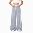 thumbnail image 1 of Gibobby Little Girls' Sweatpants Straight Wide Leg Kids Drawstring Casual Joggers 6t 7t 8t 9t 10t 12t Teen Loose Athletic Pants with Pockets Girls Wimnter Pants(4-5T,Grey), 1 of 6