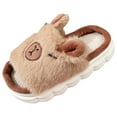 thumbnail image 1 of Gibobby Toddler Rabbit Winter Slippers - Soft Plush Indoor Bunny Slippers for Girls and Boys(Brown,7-8 Years), 1 of 7