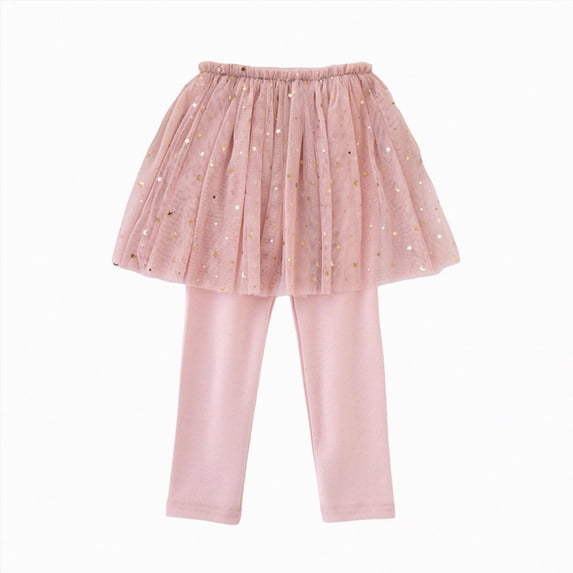 Gibobby Little Kids Girls Tutu Skirt Leggings for Girls, Elastic Waist Sparkly Skirt Pants for School, Party, and Playdates(4-5 Years,Pink)