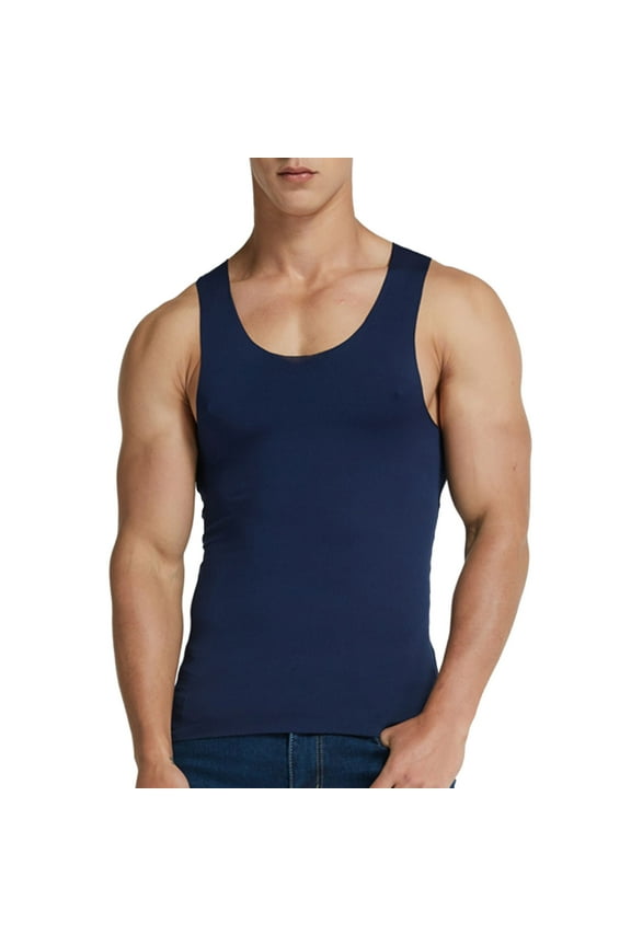 Men Tank Tops 1 Pack Men's Muscle Shirts Sleeveless Quick Drying Gym Workout Tank Top(XXXL,Navy)