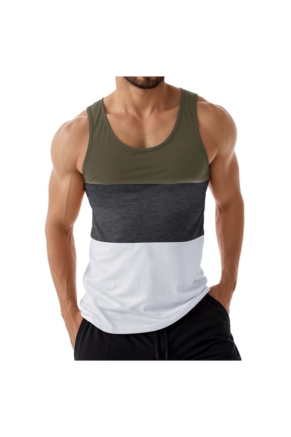 Men Tank Tops 1 Pack Men's Quick Dry Tank Tops Breathable Sleeveless Muscle Shirts for Active Men(XL,AG)