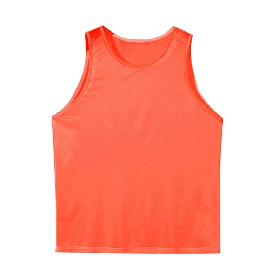 Gibobby Men Tank Tops Sleeveless Shirts Workout Athletic Muscle Mesh Gym Training Active Athletic Running Vest(L,Orange)