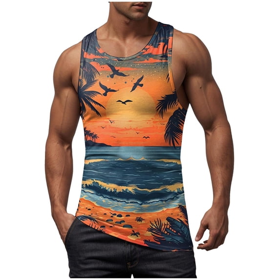 Gibobby Men Tank Tops Sleeveless Shirts for Men Vintage Button Up Henley Muscle Fit Gym Workout Tops Brown(M,Orange)