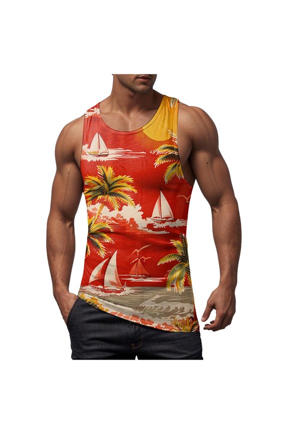 Men Tank Tops Sleeveless Shirts for Men Vintage Button Up Henley Muscle Fit Gym Workout Tops Brown(M,Red)