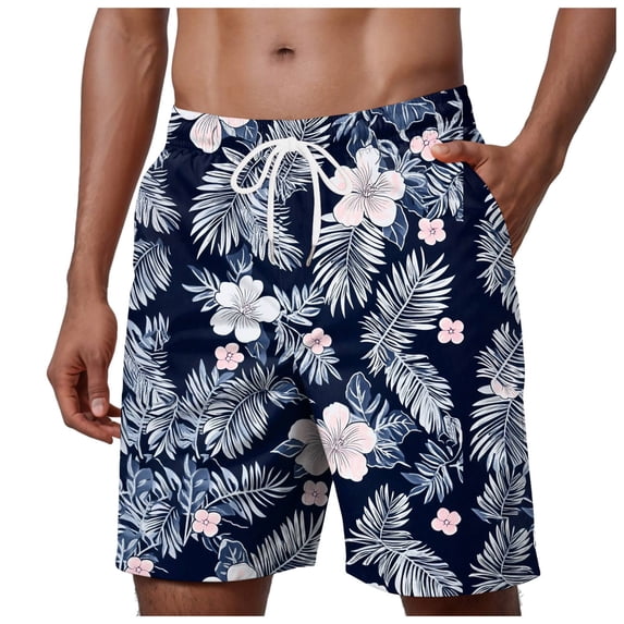 Gibobby Men's Beach Shorts Swim Shorts 2 in 1 Men's Swim Trunks 9" with Zipper Pockets Bathing Suit Built-in Board Shorts Swimwear Long Shorts(M,Dark Blue)