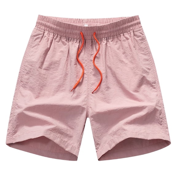 Gibobby Men's Beach Shorts Swim Shorts 2 in 1 Men's Swim Trunks 9" with Zipper Pockets Bathing Suit Built-in Board Shorts Swimwear Long Shorts(XL,Pink)
