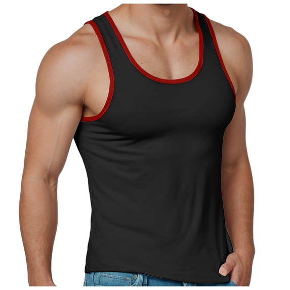 Gibobby Men's Cotton A-Shirt White Tank Top Undershirts Tank Tops Men Tank Tops Men Muscle(L,Black)