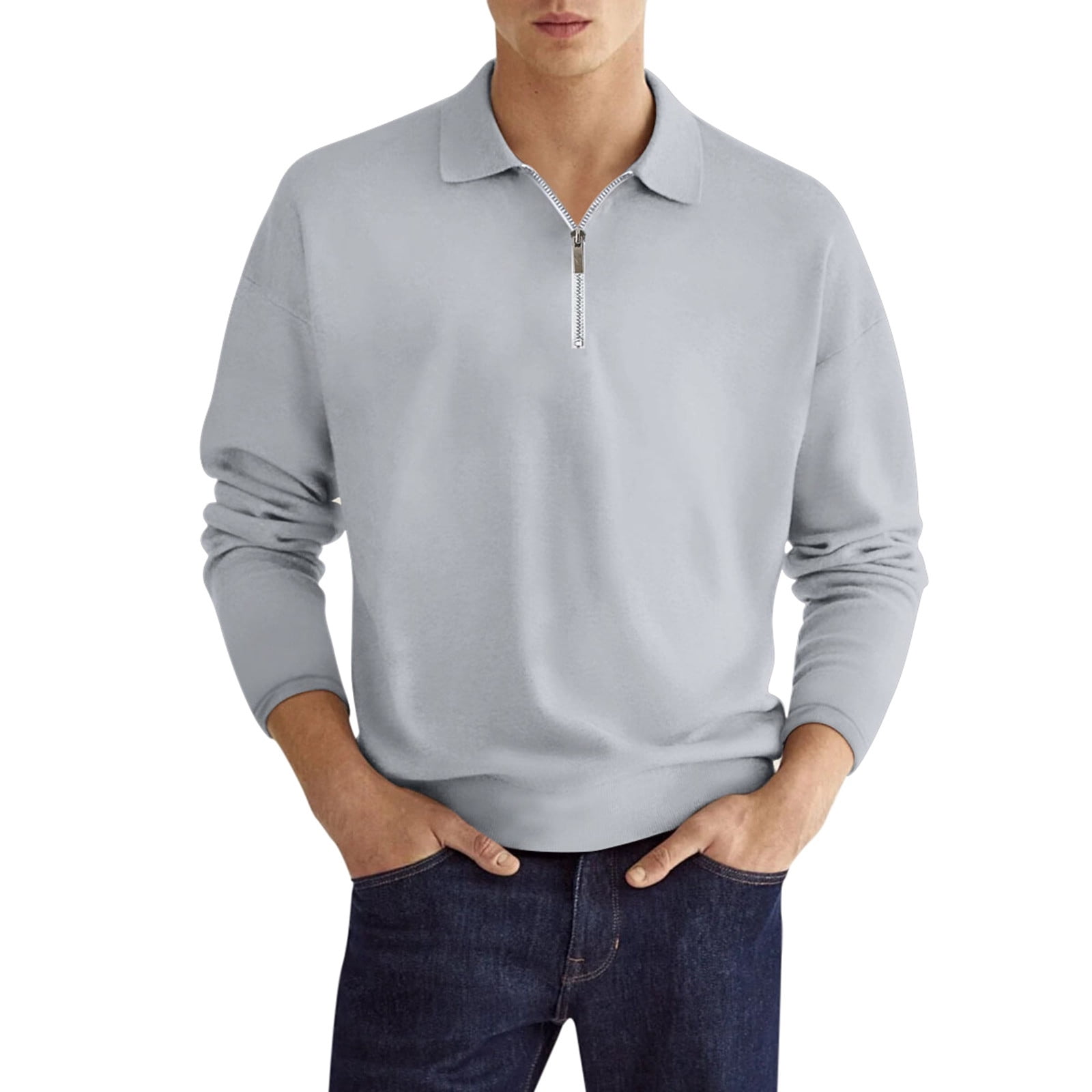 Men's Collared Neck Quarter Zip Knit Polo