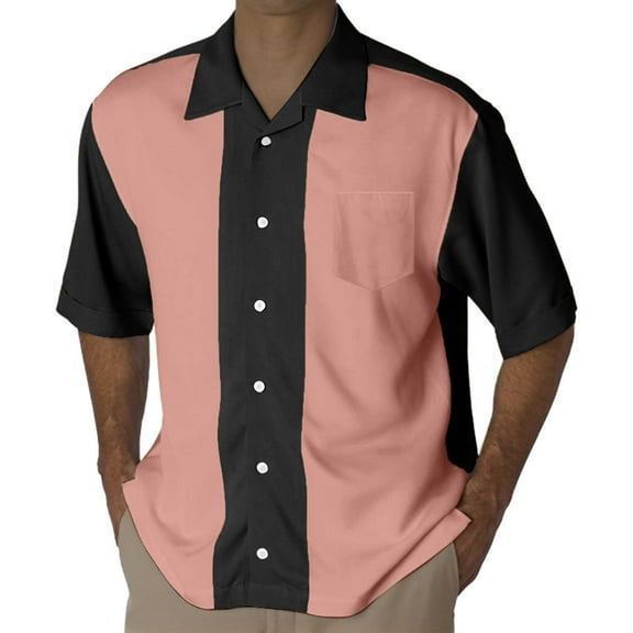 Gibobby Men's Linen Shirts Short Sleeve Casual Shirts Button Up Shirt for Men Beach Summer Wedding Shirt(Pink,XL)