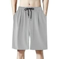 thumbnail image 1 of Gibobby Men's Linen Shorts Summer Beach Shorts for Men Elastic Waist Drawstring Shorts[Grey,L], 1 of 5