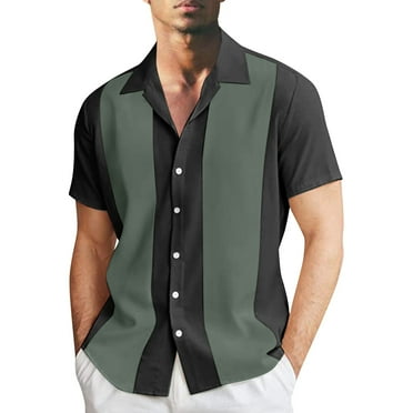 Gibobby Men's Short Sleeve Dress Shirts Stretch Stain Shield Casual Button Up Shirts Solid Formal Shirt(AG,L)