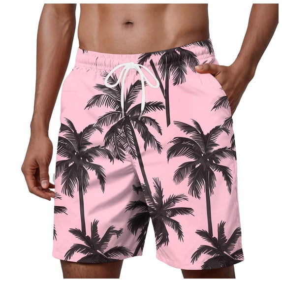Gibobby Men's Swim Trunks Long Bathing Suits with Mesh Lining and Pockets Quick Dry Beach Board Shorts(M,Pink)