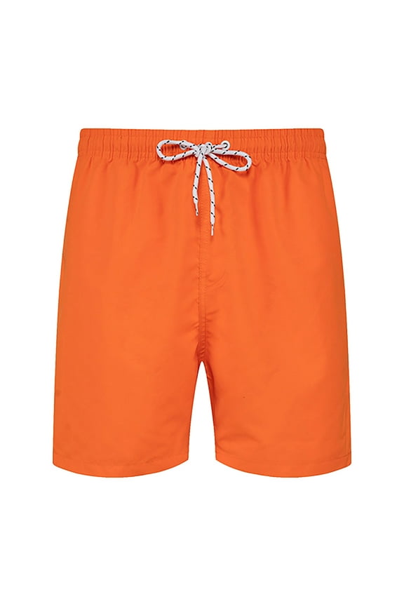 Men's Swim Trunks with Compression Liner 9 Inch Inseam Mens Bathing Suit Quick Dry Beach Shorts Board Shorts(L,Orange)