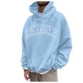 thumbnail image 1 of Gibobby Men's letter graphic Hooded Print Round Neck Long Sleeve Sweatshirt Tops Light Blue,XL, 1 of 7