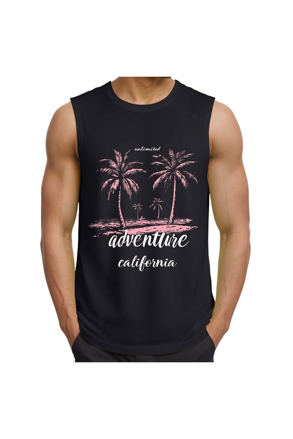 Mens Sleeveless Tank Tops Workout Cut Off Shirts Muscle Gym Pullover Sports Fitness Solid Color Round Neck Casual T Shirts(XL,Black)