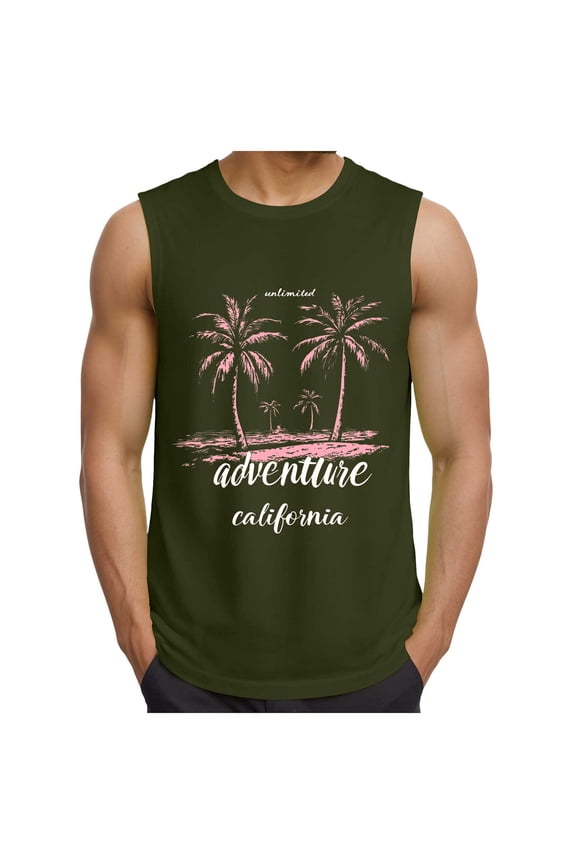 Mens Sleeveless Tank Tops Workout Cut Off Shirts Muscle Gym Pullover Sports Fitness Solid Color Round Neck Casual T Shirts(XXL,AG)