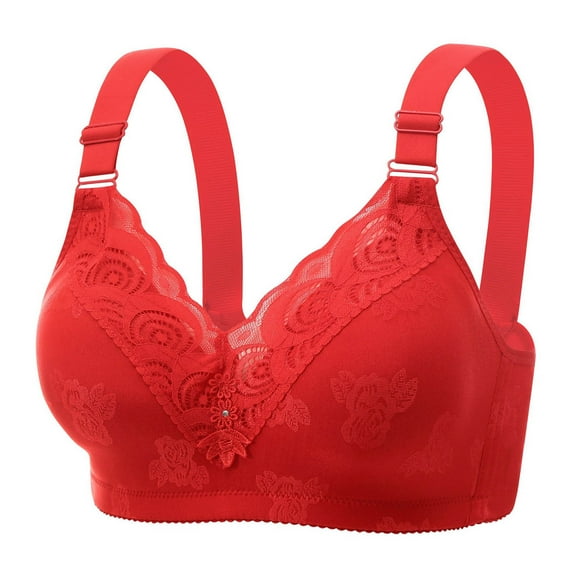 Gibobby Minimizer Bras for Women Full Coverage, Unlined Lace Sexy Plus Size Underwire Bra for Large Breasts[Red,44]