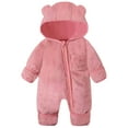 thumbnail image 1 of Gibobby Newborn Baby Bear Outfit Suit with Fold-Over Mittens Footies Girls Boys Winter Fleece Clothes Hooded Romper Snowsuit(Pink,12-18 Months), 1 of 7