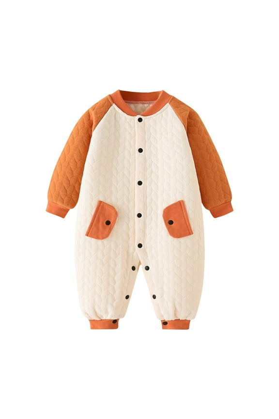 Newborn Baby Boy Girl Easter Rabbit Jumpsuit Long Sleeve Oblique Zipper Romper Bunny One Piece Overall Outfit(Orange,3-6 Months)