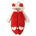thumbnail image 1 of Gibobby Newborn Baby Boy Girl Fleece Romper Jumpsuit Solid Color Long Sleeve Thick Sweater Onesie Warm Winter Outfit Clothes(Red,6-9 Months), 1 of 9