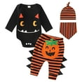thumbnail image 1 of Gibobby Newborn Baby Boy Girl Halloween Clothes My First Halloween Outfits Cutest Pumpkin Romper Pants Hat 3Pcs Clothing(Black,18-24 Months), 1 of 7