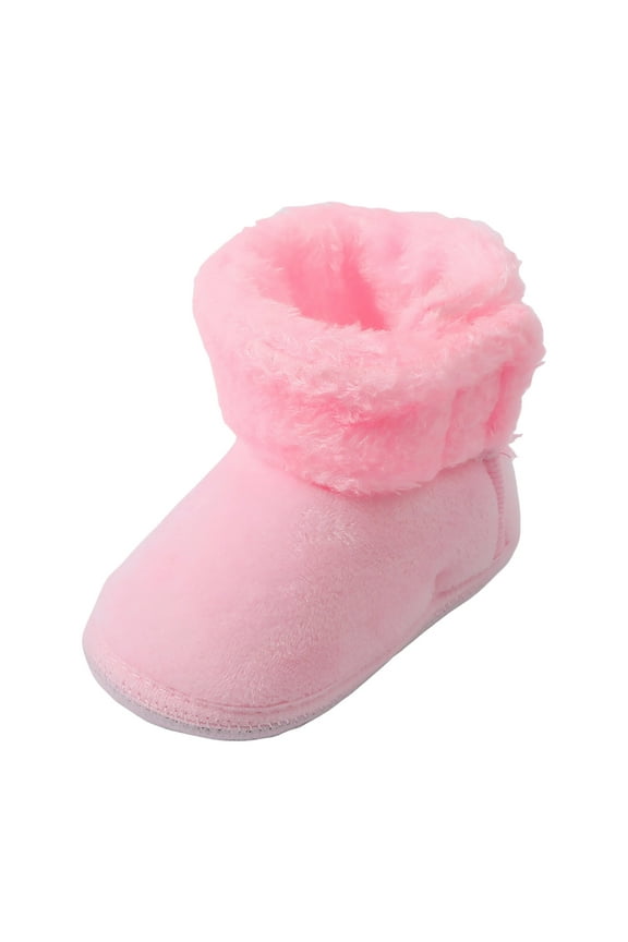 Newborn Baby Boys Girls Cozy Fleece Booties with Grippers Stay On Slipper Socks Infant Toddler Crib Winter Shoes for Boys Girls(Pink,6-9 Months)
