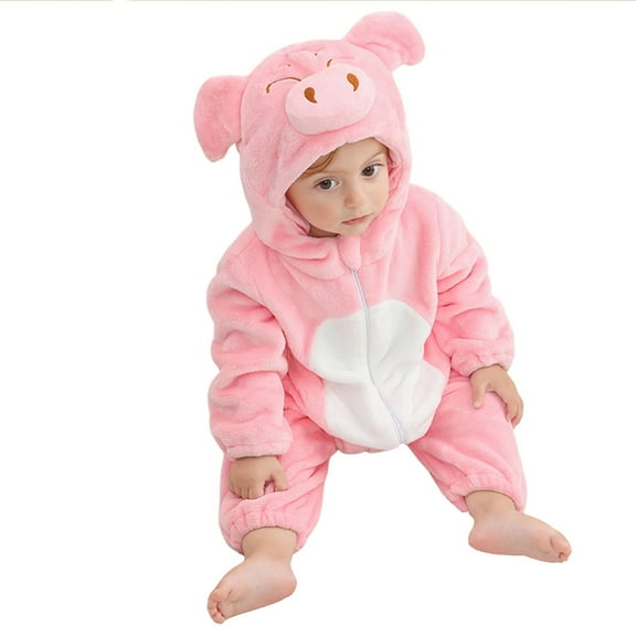 Gibobby Newborn Baby Fleece Jumpsuit Girls Boys Winter Hooded Coverall Romper Cute Baby Snowsuit Clothes(Pink,6-12 Months)