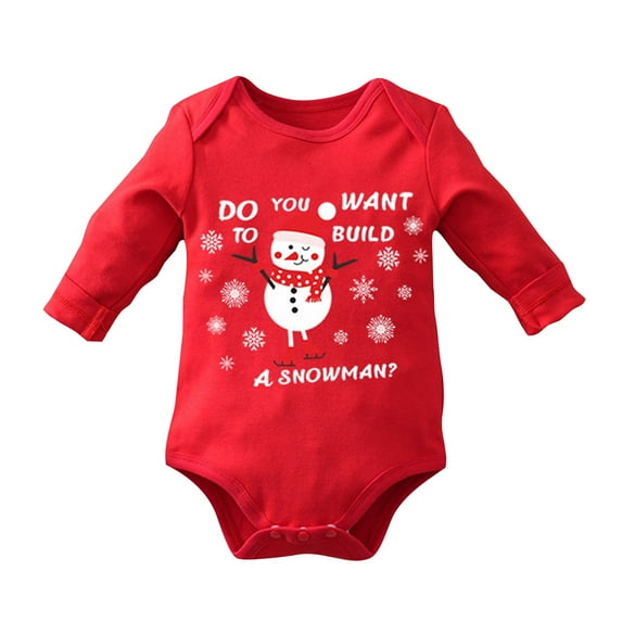 Gibobby Newborn Baby Girl Boy Christmas Outfit Sweatshirts Romper Santa Long Sleeve Bodysuit Onesie Baby Clothes(Red,9-12 Months)