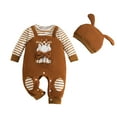 thumbnail image 1 of Gibobby Newborn Baby Girl Boy Fishing Outfit Fish Print Long Sleeve Romper Zipper Jumpsuit Infant Coming Home Clothes(Brown,6-9 Months), 1 of 9