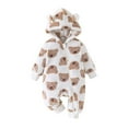 thumbnail image 1 of Gibobby Newborn Baby Girls Boys Hooded Sweater Romper Knit Bear Ear Long Sleeve Solid Color Button Jumpsuits Winter Clothes(Brown,0-3 Months), 1 of 4