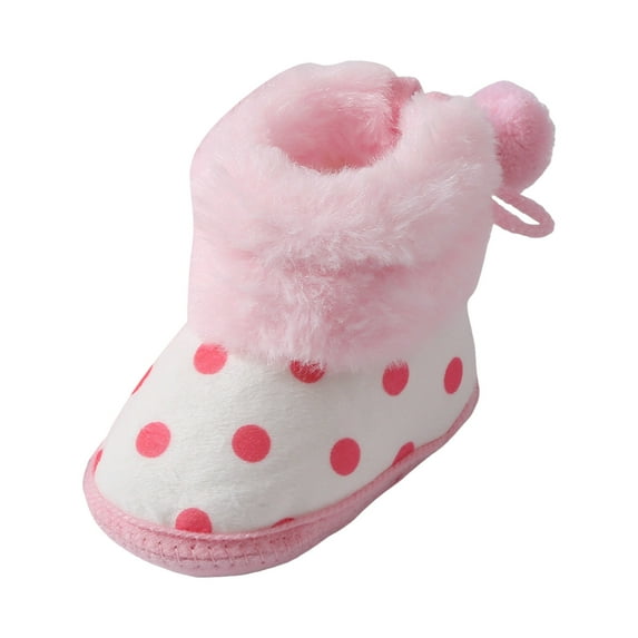 Gibobby Newborn Infant Baby Girl Boy Cotton Booties Stay On Sock Slippers Soft Bedroom Shoes Non-Skid Ankle Boots With Grippers Toddler Crib Warm Shoe(Pink,9-12 Months)