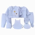 thumbnail image 1 of Gibobby Newborn Infant Baby Girl Fall Winter Clothes Set 7Pcs Infant Outfits Set Romper Set Cute Baby Outfits Infant Winter Clothes Set For 0-3 Months,Sky Blue, 1 of 5