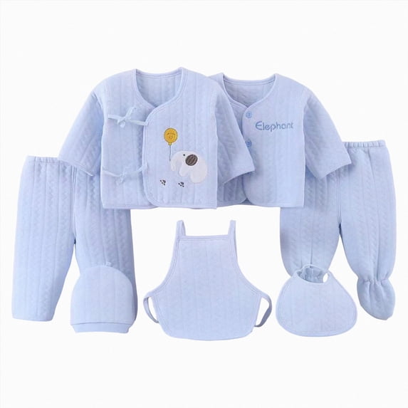 Gibobby Newborn Infant Baby Girl Fall Winter Clothes Set 7Pcs Infant Outfits Set Romper Set Cute Baby Outfits Infant Winter Clothes Set For 0-3 Months,Sky Blue