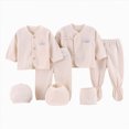 thumbnail image 1 of Gibobby Newborn Rompers 7Pcs Infant Baby Boy Girl Clothes Sets Cute Warm Jumpsuit Outfits Set Infant Baby Jumpsuit Set For 0-3 Months Infant Winter Clothes Set,Khaki, 1 of 5
