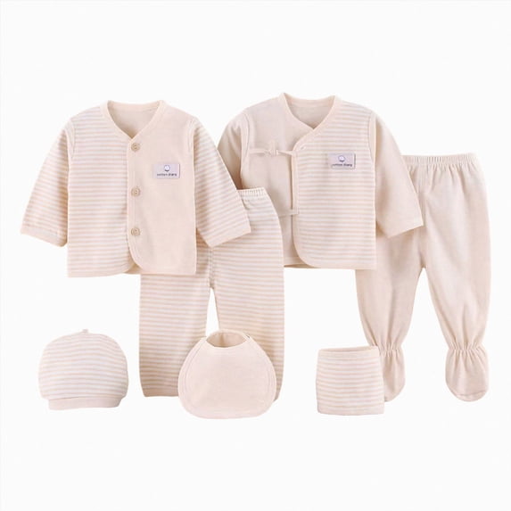 Gibobby Newborn Rompers 7Pcs Infant Baby Boy Girl Clothes Sets Cute Warm Jumpsuit Outfits Set Infant Baby Jumpsuit Set For 0-3 Months Infant Winter Clothes Set,Khaki