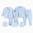thumbnail image 1 of Gibobby Newborn Rompers 7Pcs Infant Baby Boy Girl Clothes Sets Cute Warm Jumpsuit Outfits Set Infant Baby Jumpsuit Set For 0-3 Months Infant Winter Clothes Set,Sky Blue, 1 of 5