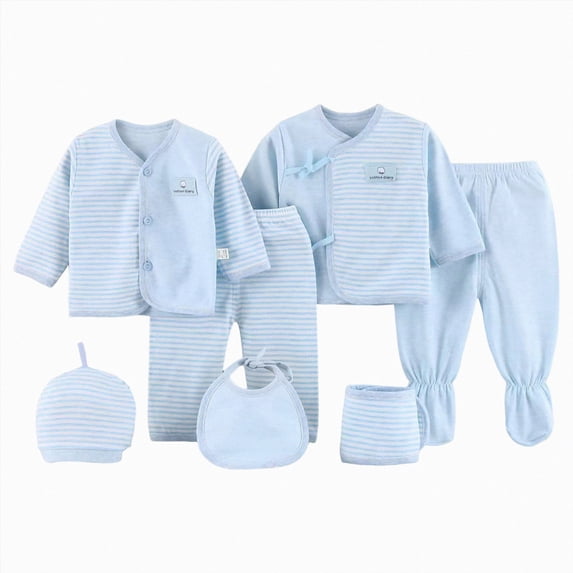 Gibobby Newborn Rompers 7Pcs Infant Baby Boy Girl Clothes Sets Cute Warm Jumpsuit Outfits Set Infant Baby Jumpsuit Set For 0-3 Months Infant Winter Clothes Set,Sky Blue