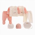 thumbnail image 1 of Gibobby Newborn Rompers Infant Baby Boy Girl Clothes Sets 7 Pcs Cute Warm Jumpsuit Outfits Set Infant Baby Jumpsuit Set For 0-3 Months Infant Winter Clothes Set,Light Pink, 1 of 5
