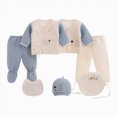 thumbnail image 1 of Gibobby Newborn Rompers Infant Baby Boy Girl Clothes Sets 7 Pcs Cute Warm Jumpsuit Outfits Set Infant Baby Jumpsuit Set For 0-3 Months Infant Winter Clothes Set,Light Blue, 1 of 5