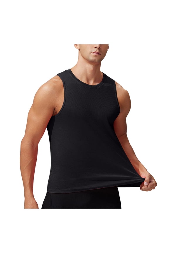 Pack of 1 Men's Stretch Cool Dry Muscle Tank Tops Athletic Crewneck Sleeveless Workout Shirts(M,Black)