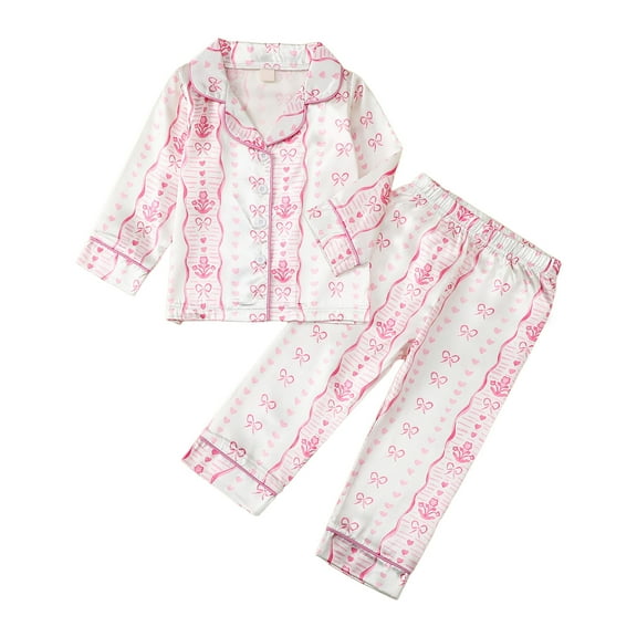 Gibobby Pajamas Set Girls 50 Piece Pj Sets Ruffle Short Sleeve Sleepwear Soft Button UP Loungewear for Kids(3-4 Years,Pink)